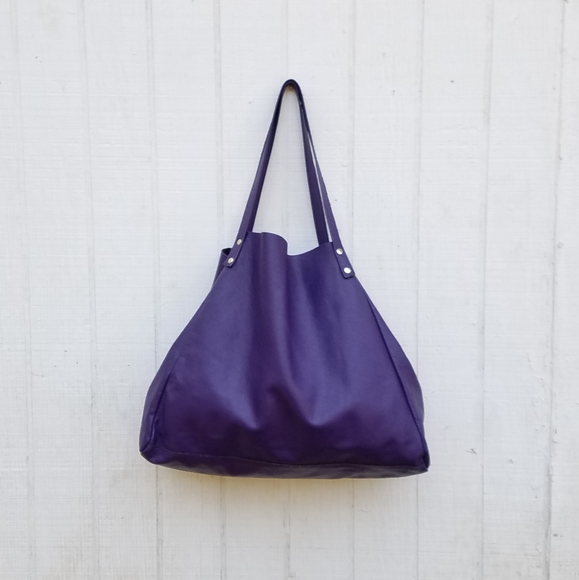 American Apparel Purple Leather Tote - Picture 3 of 4